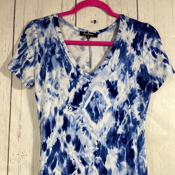 Lulus Blue Tie Dye Slit Maxi Dress S Boho Beachwear Resort Surf Girl Coastal - Picture 8 of 16